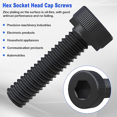 mxuteuk 185PCS M5 Screws Assortment Set, M5 Hex Socket Head Cap Screws Bolts Nuts Kit, 12.9 Grade Alloy Steel Bolts with Hex Wrench - size: 185PCS M5 × 30/35/40/45/50mm