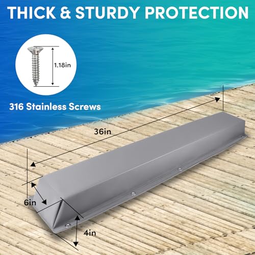 ORLANG 36"/48"/59"/72" Dock Bumpers,Dock Fenders with Stainless Steel Screws,Boat Dock Bumpers,Dock Post Bumper for Docking Edges, Piling, Vertical Poles, Horizontal Decks or Piers(Multiple Colors) - color: Grey, style: 36 In-2Pack