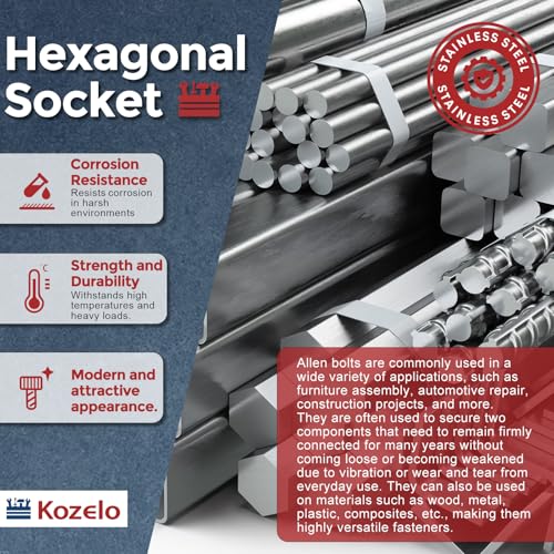 50pcs Socket Head Cap Screws 1/4"-20x5/8 304 Stainless Steel Silver - color: Silver, size: 1/4"-20 x 5/8"