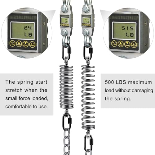 SELEWARE Heavy Duty Heavy Bag Spring for Punching Bags up to 300 lbs - color: Silver-1 Pcs Straight Spring with 2 Pcs Carabiners