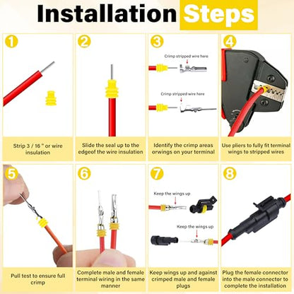 352PCS 1/2/3/4 Pin Connector Kit, Automotive Electrical Connector Terminals