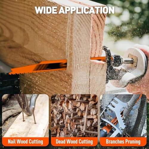 HORUSDY 30Pack 9 Inch 6-12 TPI Reciprocating Saw Blade Wood Pruning, Bi-Metal Saw Blades for Nail Wood or Trees Cutting, Sharp and Durability with Organizer Case - style: 30-Pc 9"Wood Blades