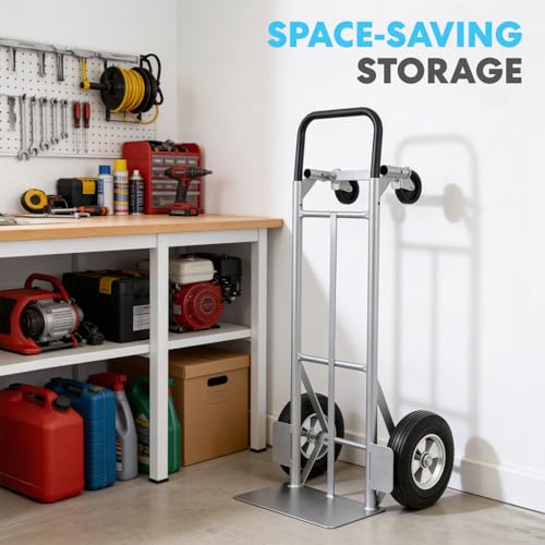 SIMPLI-Magic 2-in-1 Convertible Hand Truck & Dolly - 800 lb Capacity Heavy Duty Folding Platform Cart with Rubber Wheels for Moving Boxes, Furniture & Appliances