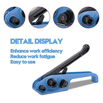 MYFAMIREA Heavy Duty Poly Strapping Tensioner Sealer and Cutter Manual Packing Tools Kit for 1/2"-3/4" Width Polyester Polyproplyn Strap(Sky Blue) - style: Tensioner-Sky Blue