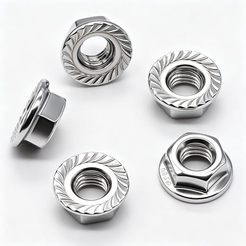 26PCS M6 x 1mm Thread 304 SS Hex Flange Nuts - color: Silver, size: M6x1 (26pcs)