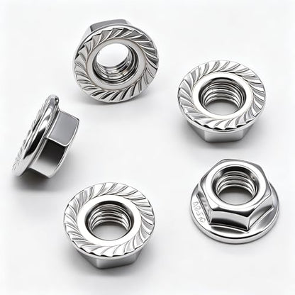 26PCS M6 x 1mm Thread 304 SS Hex Flange Nuts - color: Silver, size: M6x1 (26pcs)