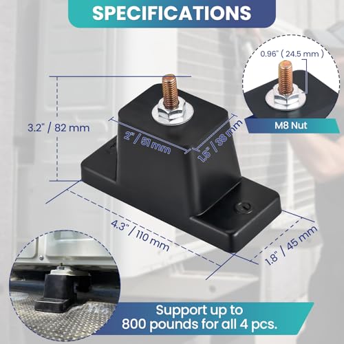 4 Pack Rubber Vibration Isolator Mounting Bracket for Air Conditioner Condenser Mounting Bracket for Outdoor Mini Split