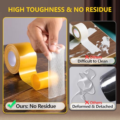 Double Sided Fabric Tape Heavy Duty for Clothes Hemming 98FT Total,Sticky but Removable Carpet Tape,Extra Strong Fashion Two Sided Tape for Dress to Skin,Arts,2 Rolls (Wide:1in / 2in)