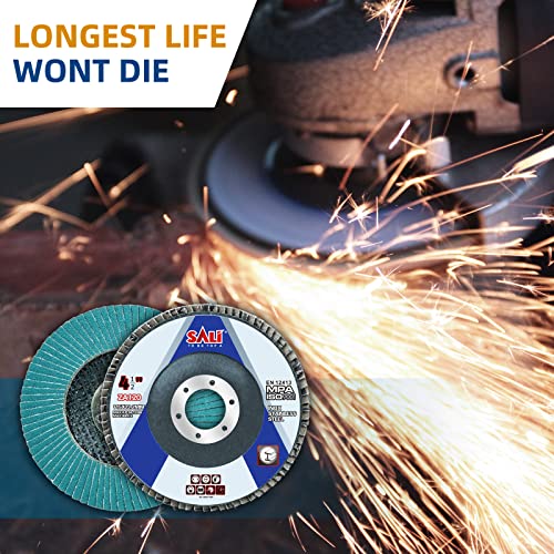 Sali 100 Pack Zirconia Flap Disc 120 Grit 4.5" x 7/8-Inch Sanding Disc Bevel Type #29 Premium and Industrial Grade Angle Grinder Grinding Wheel High Performance Edge Grinding - style: Grit120