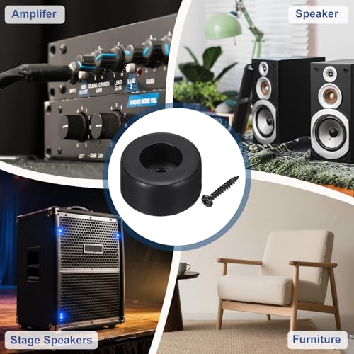 MECCANIXITY Rubber Speaker Isolation Feet,1.5"x0.75" Black Anti-Vibration Base Pad with Screws Amplifier Stand Feet Mat for Electronic Speaker Guitar HiFi Home Theater Sound System, Pack of 16 - size: 1.5"x0.75"