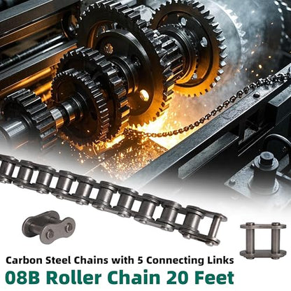 #08B Roller Chain 20 Feet 428 Carbon Steel Chains with 5 Connecting