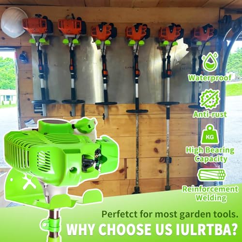 Upgraded Trimmer Rack Wall Mount - 8" Heavy Duty Weed Eater Hanger for Garage Wall, Garden Power Tool Holder Organizer Hooks for Grass Trimmer, Hedge Trimmer, Leaf Blower and Chainsaw, Green, 1 Pack - color: Green-1Pack