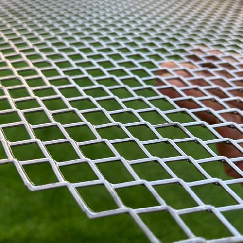 36"X18" 14 Gauge Expanded Metal Sheet Metal Diamond Mesh 0.4"X0.8" Expanded & Perforated Sheets Raised Mesh-for Screen Door Grill,Window Security Grill Screen Door Protector - size: 36"x18"