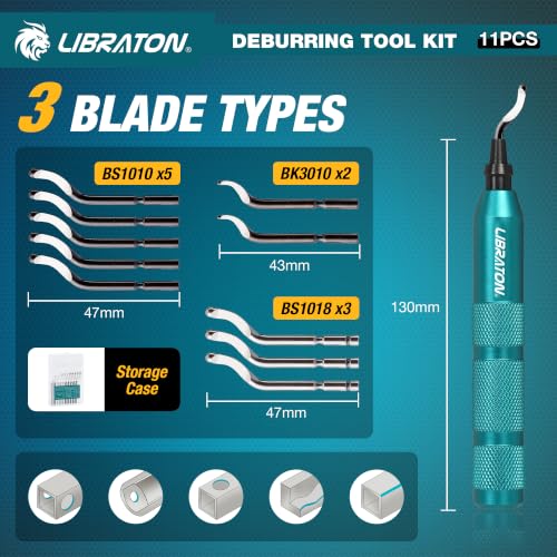 Libraton Deburring Tool, Deburring Tool for 3D Printing with 10 HSS Blades - style: 11Blades(Mixed 3 Types) C