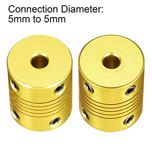 uxcell 5 Pcs 5mm to 5mm Aluminum Alloy Shaft Coupling Flexible Coupler L25xD20 Golden Tone - color: Golden Tone, size: 5mm to 5mm