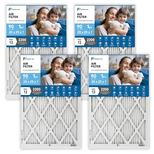 Perfect Aire Elite Air Filter MERV 13 - Electrostatically Charged Pleated Dual Airflow HVAC Filter - Lasts 90 Days (4 Pack, 20x25x1) - size: 25" x 20" x 1", style: 4 Pack