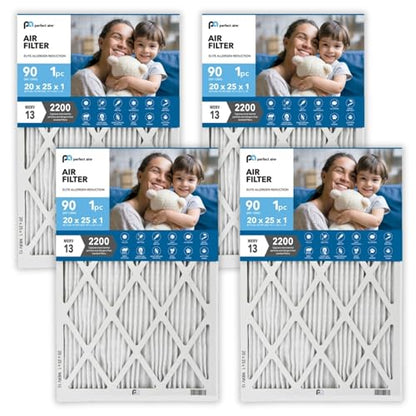 Perfect Aire Elite Air Filter MERV 13 - Electrostatically Charged Pleated Dual Airflow HVAC Filter - Lasts 90 Days (4 Pack, 20x25x1) - size: 25" x 20" x 1", style: 4 Pack