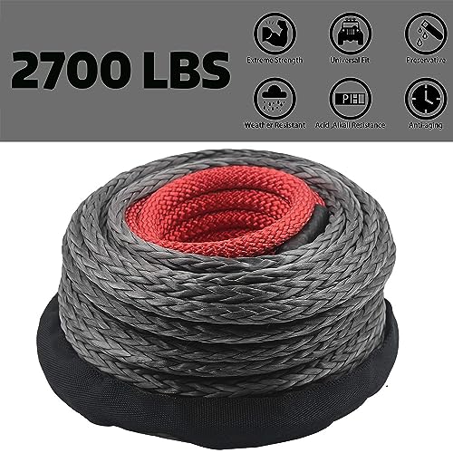 TYT 3/8" x 92 ft Synthetic Winch Rope with Hook, 27000LBS Synthentic Winch Cable Kit with Protective Sleeve for 4WD Off Road Vehicle Truck SUV Jeep - color: black, size: 3/8" x 92'