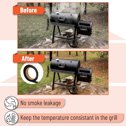 UNCO- Grill Gasket, 3/4"x 1/8", 2 Pack, 5 ft, Smoker Gasket Sealer High Temp, Easy to Cut, Strong Adhesion, Suitable for Most BBQ Grills and Smokers - color: Black, size: 3/4"x1/8" 5 Ft, 2 Pack