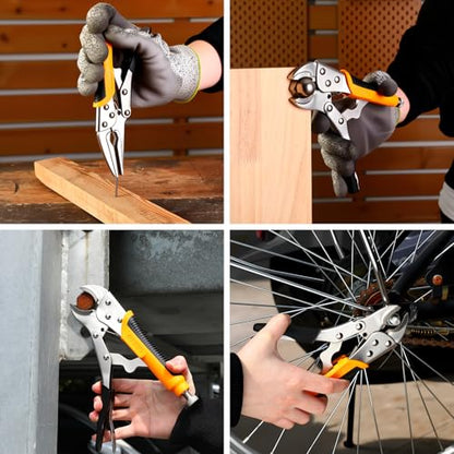 DEKOPRO 3-Piece Locking Pliers, Locking Jaw Plier, Vice Grips with Cr-V, 7" and 10" Curved Jaw Plier, 6-1/2" Long Nose Plier