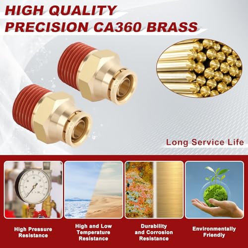 DOT Approved Male Straight Brass Union 1/2" Tube x 1/2" NPT, 4PCS - size: 1/2" OD x 1/2" NPT