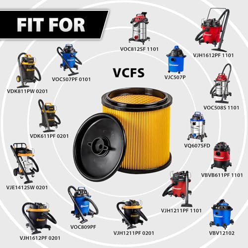 Vacmaster VCFS Standard Cartridge Filter for 5-20 Gal Wet/Dry Vacs - size: 5-20 gal