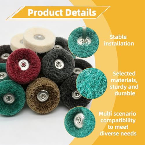BURMONG 120 Pcs Polishing Kit for Dremel, Abrasive Buffing Wheels 1/8 Inch Shank for Rotary Tool, Polishing Wheels for Metal Wood Jewelry DIY Sanding