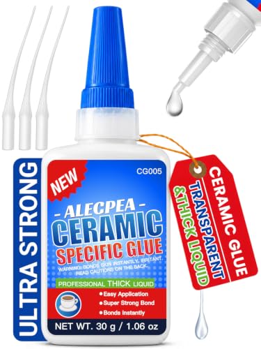 ALECPEA Ceramic Glue Repair, 30g Thick Porcelain Glue with 3 Precision Droppers - color: Ceramic Glue