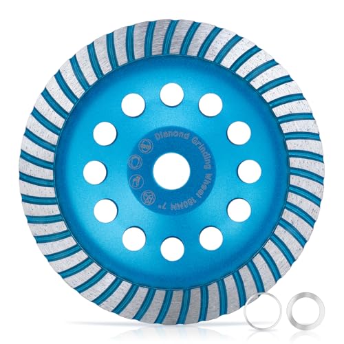Diamond Concrete Grinding Cup Wheels 180mm 7" Turbo Row Segment, Fits 7/8" Arbor, Shaping Polishing Cleaning Concrete Masonry Marble Granite Brick - style: 7" Turbo Row