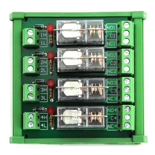 Electronics-Salon DIN Rail Mount AC/DC 24V Control 4 SPDT 16Amp Pluggable Power Relay Module, G2R-1-E - style: 4 Channel 24V