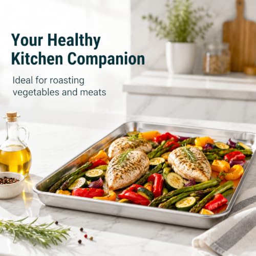 TeamFar Baking Sheet, 16" x 12" x 1" Stainless Steel Cookie Sheet Pan - size: 16" x 12" x 1"