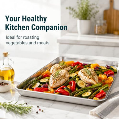 TeamFar Baking Sheet, 16" x 12" x 1" Stainless Steel Cookie Sheet Pan - size: 16" x 12" x 1"