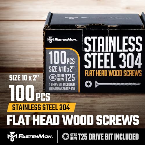 304 Stainless Steel Deck Screws, #10 x 2, 100 PCS - size: #10 x 2"