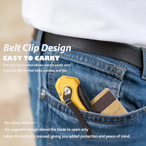 REXBETI 4-Pack Box Cutter Utility Knife, Folding Pocket Knife, 14 Blades