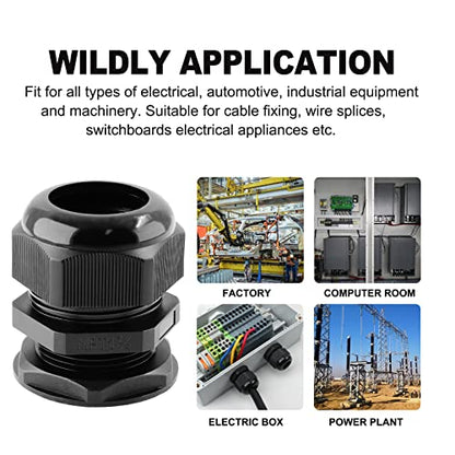 2 Pack 1-1/4" NPT Cable Glands, 24-32mm - color: Black, size: 1-1/4"-2PCS