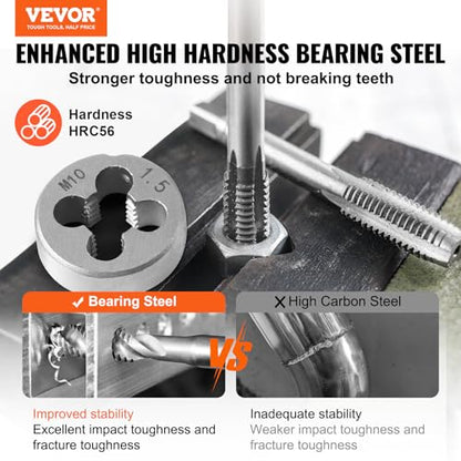 VEVOR Tap and Die Set 116 Pcs Metric and SAE Size Bearing Steel Taps Dies - size: 116pcs