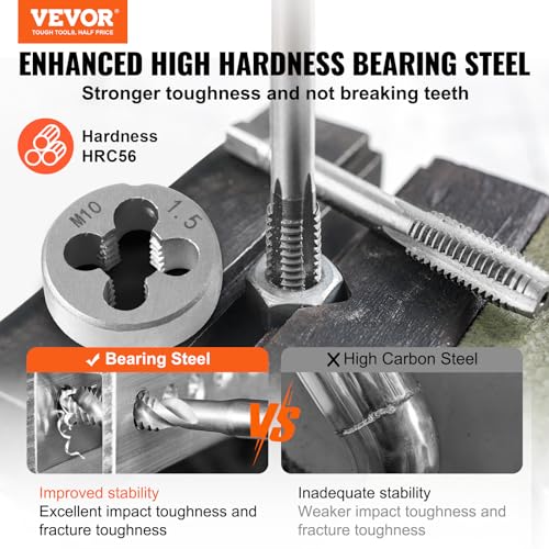 VEVOR Tap and Die Set 116 Pcs Metric and SAE Size Bearing Steel Taps Dies - size: 116pcs