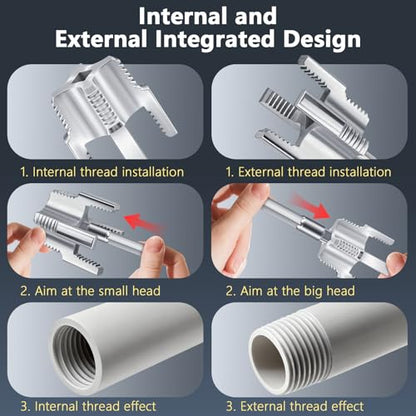 4Pcs PVC Pipe Threader, Dual-Function Pipe Thread Cutting Tool, Pipe Tapping and Threading Tool, 1/2" 3/4" Dies, Electric Drill Compatible for PVC PPR Repair