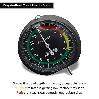 JACO TreadPro Tire Tread Depth Gauge, Dial Type (Reads in 1/32")