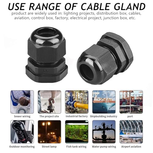 PENGLIN 100PCS NPT 1/2 Nylon Cable Gland P68 Waterproof - color: Black, size: 1/2 Inch (100-Pack)