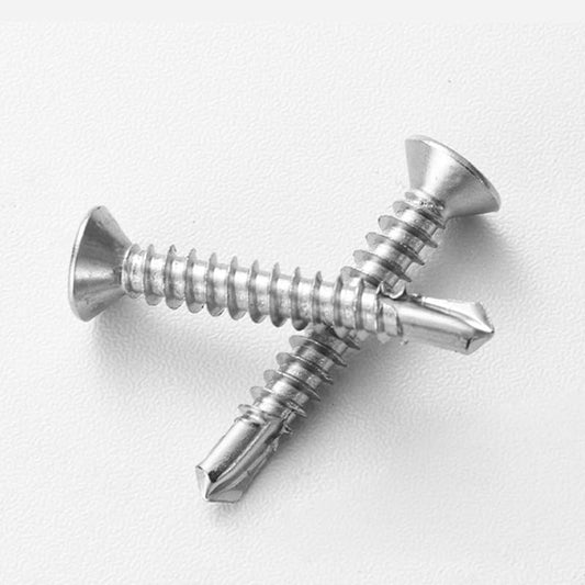 #8 x 1/2" (100 Pack) Flat Head Sheet Metal Screws Self-Tapping Screw Phillips Head Self Drilling Screws, 410 Stainless Steel - size: #8 x 1/2''
