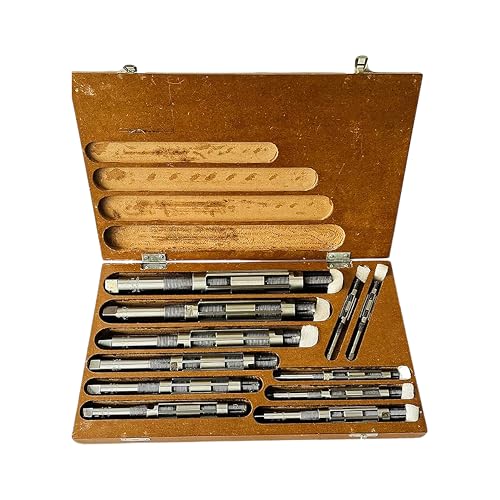 Adjustable Hand Reamer Tool H4 to H14 Sizes - 15/32" to 1-1/2” Reaming Tool for Precise Hole Finishing with 6 Carbon Steel Blades - Hand Tools Reamers for Metal & Wood - 11.90mm - 38.10mm - size: H4 to H14 - 11Pcs