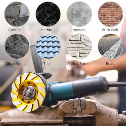 2 Pieces Diamond Cup Grinder 4 Inch Concrete Turbo Diamond Grinding Cup Wheel 12 Segs Heavy Duty Angle Grinder Wheels for Angle Grinder
