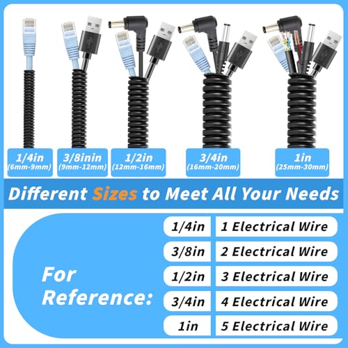 Oleitodh 1" 3/4" 1/2" 3/8" 1/4" OD Split Loom Tubing, 20ft Each, 5 Sizes - color: Black, size: 1/4,3/8,1/2,3/4,1in x 20ft