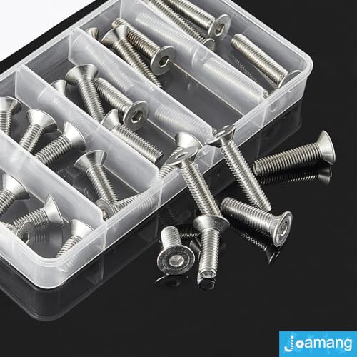 M8 x 20mm 25mm 30mm 35mm 40mm Flat Head Hex Socket Cap Screws Countersunk Bolts, Stainless Steel 304, Metric Allen Drive, Bright Finish, Fully Threaded, Assortment Kit 30PCS - size: M8x20/25/30/35/40 mm