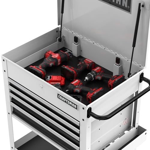 CRAFTSMAN Rolling Tool Chest with Drawers, Tool Box with Wheels and 4 Drawers, Power Outlets and USB, Protective Liner, Steel Utility Cart Storage Cabinet, Supports up to 700 lbs, White (CMST98276WW) - color: White