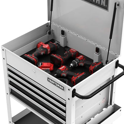 CRAFTSMAN Rolling Tool Chest with Drawers, Tool Box with Wheels and 4 Drawers, Power Outlets and USB, Protective Liner, Steel Utility Cart Storage Cabinet, Supports up to 700 lbs, White (CMST98276WW) - color: White