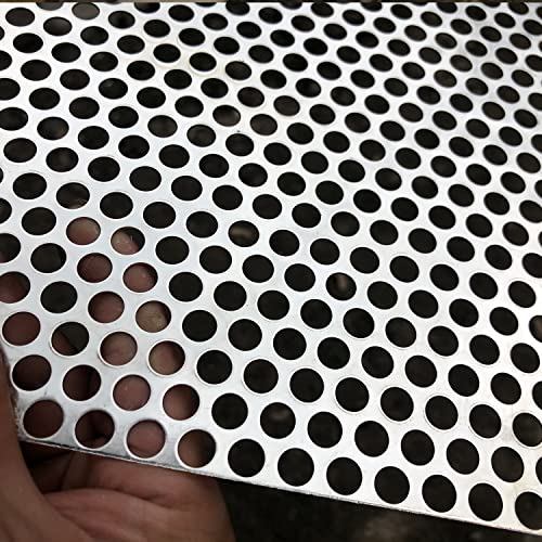 19 Gauge Perforated Metal Sheets 15.7"x7.8" Expanded Metal Mesh Opening 40% Hole 8mm 0.32"(About 1/3") Perforated Stainless Steel Sheet 304 Stainless Steel Mesh Screen Panel Decorati Plate - size: 15.7" X 7.8"