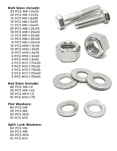 A2-70 Stainless Steel Metric Hex Cap Screws Bolts, Nuts, & Washers Assortment Kit - 575 Pieces!