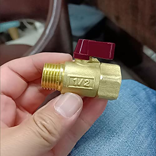 1/2" NPT Brass Ball Valve, DN15 Full Port, 1/2" NPT Male x Female, Forged Brass Body, 2-Way, 1600kPa Max Pressure, Hot & Cold Water, Oil, Gas Shut Off Switch - color: DN15